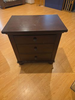 Dark Brown Wood 3-Drawer Nightstand