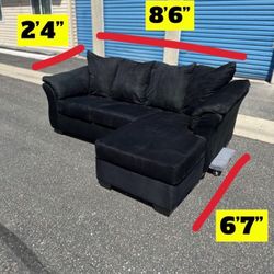 2 Piece Black Microfiber Sectional Sofa/couch.. Free Delevery!!