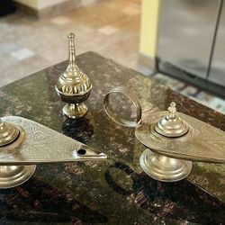 2 Moroccan Brass Incense Lamps