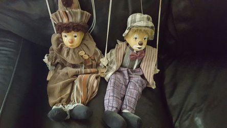 Porcelain Clowns on Swing pair