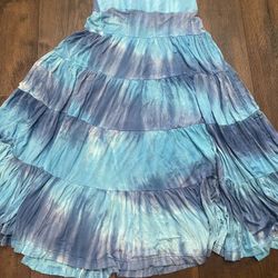 Womans Blue Tie Dye Full Skirt Size Medium By Focus #4