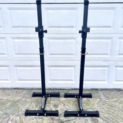 ZenSports Black Steel Squat Rack Adjustable Barbell Free-press Bench