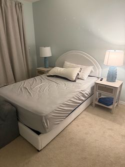 Upholstered Bed Frame with Arched Headboard
