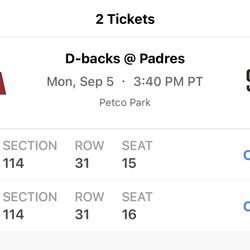 Pads Vs Dbacks Monday Labor Day Game. 2 Tickets For 80! Field Level . Shade!
