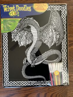 Velvet Doodles 16 X 20 Dragon Two Posters 6 Color, Pens, Vtg Sealed