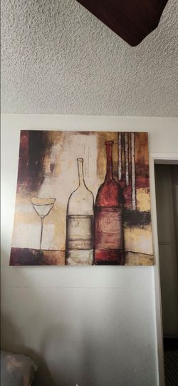 Large Wine Themed Canvas Wall Art