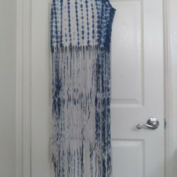 July 4 Boho Tank Dress Sz L Tie Dye Water Tassle Fringe 