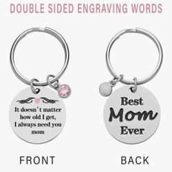 Engraved “Best Mom Ever” Keychain – Double-Sided Gift