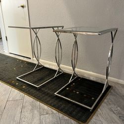 2 Modern Chrome Side tables