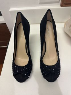Black Suede Nine West Heels - Like New Condition - Worn Once - Size 8.5