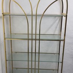 Arched Glass and Brass Etagere