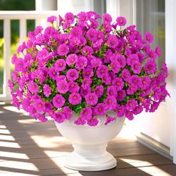 Yastouay Artificial Flowers for Outdoors, 14 Bundles Fake Outdoor Flowers, UV Resistant Artificial Plants & Flowers for Decoration, Fuchsia Realistic 
