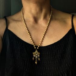 Vintage Meenakari Pendant Earrings Bormala Necklace 24". 14K GoldPlated On Silver. Royal India Collection! Handcrafted Timeless Elegance 