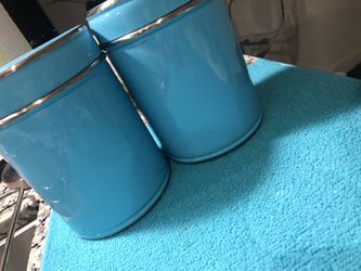 Aqua Blue Kitchen Set Two Modern Jars + Table / Sink Matte