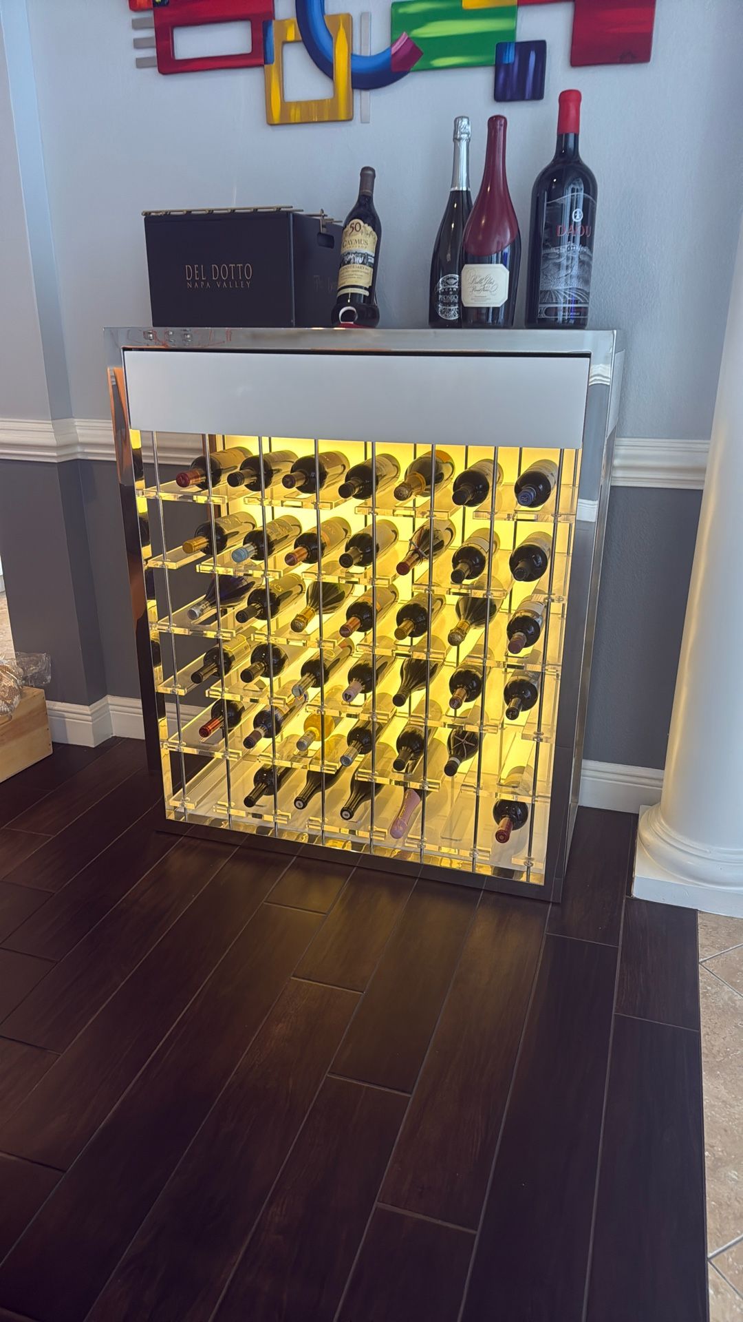 Modern Wine Storage Rack Back Lit 