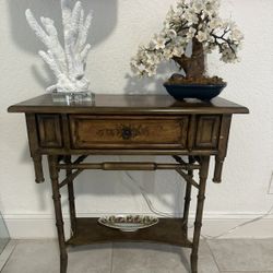 Faux Bamboo Narrow Entrance Table Accent Console Antique trendy look.