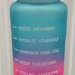 Azebo 116 oz Motivational Time Marker- 7am-9pm Water Bottle Tritan BPA Free... Value $20
