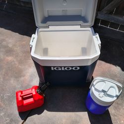 Igloo Cooler, Gas Can & Coleman Jug