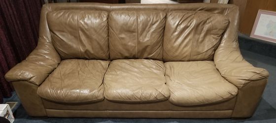 Nicoletti Full Sized Brown Leather Sofa - 2 Available