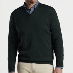 Peter Millar Men's Balsam Autumn Crest V-Neck Sweater Size Large