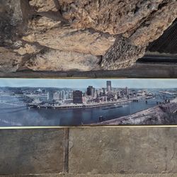 Vintage Pittsburg Panorama Photograph Framed Norman W Schumm Signed 1979 40"X9"