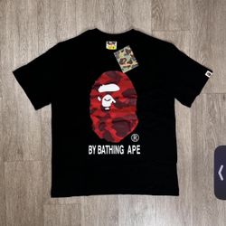 BAPE Red on Black Color Camo Tee By Bathing Ape 