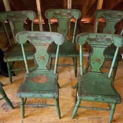 Antique Set Green Painted Chairs - Lancaster Co
