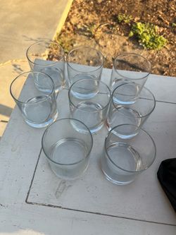 Clear drinking glasses