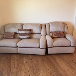 Beige 3-Seat Couch / Sofa – Comfortable, Good Size