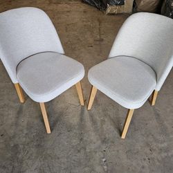 2 New Ivory White And Oak Dining Chairs!