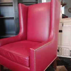 RED LEATHER WINGBACK  CHAIR