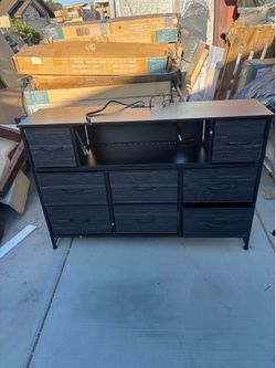 Black Storage Dresser Cabinet w/ Wood Top CAB-5BC-BK