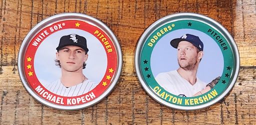 Mint Topps 2019 Tin Coin Clayton Kershaw C-11 / Michael Kopech C-22