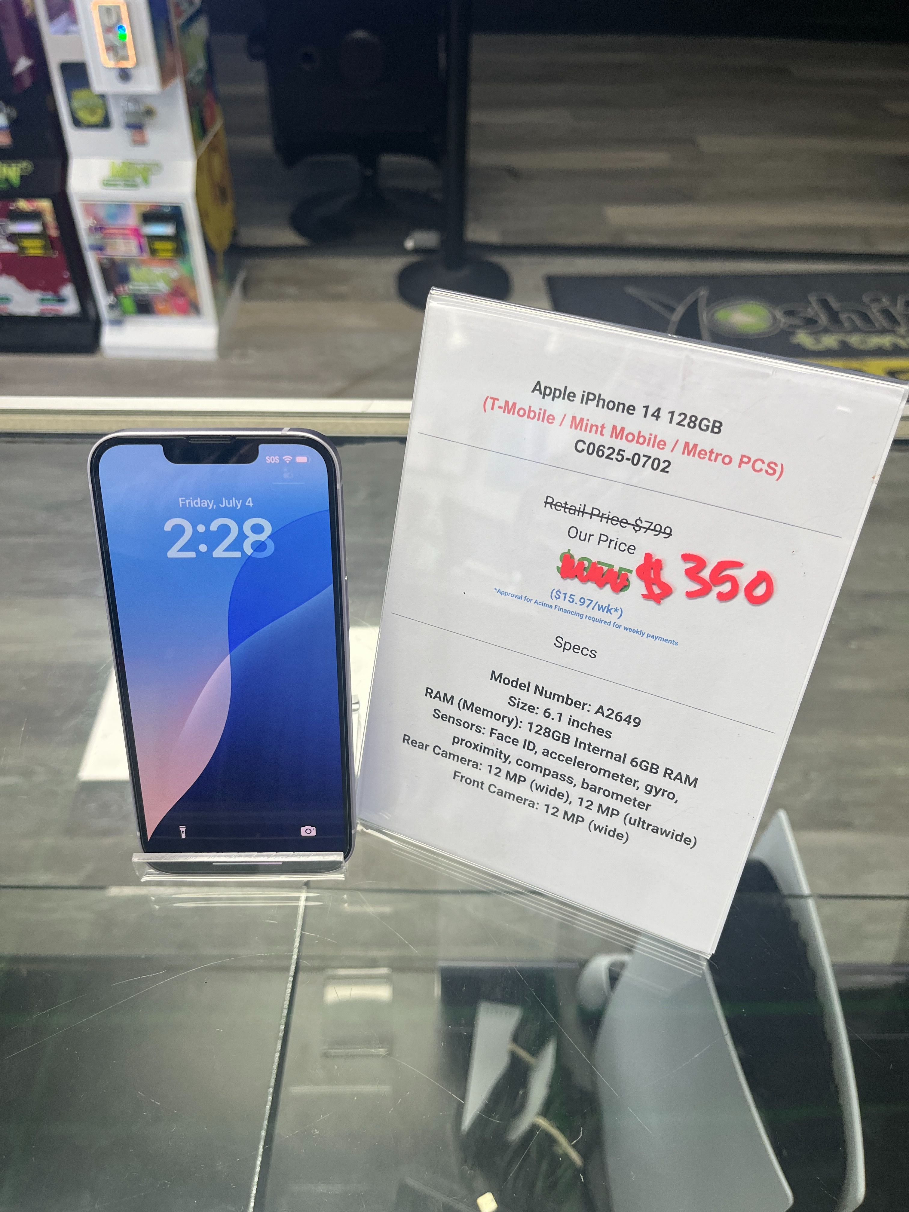 iPhone 14 128GB T-Mobile Lavender C0625-0702