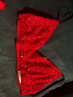 Red Sequin Bikini Top