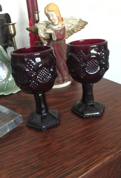 Vintage Avon Cape Cod Ruby red goblets~4 1/2” tall