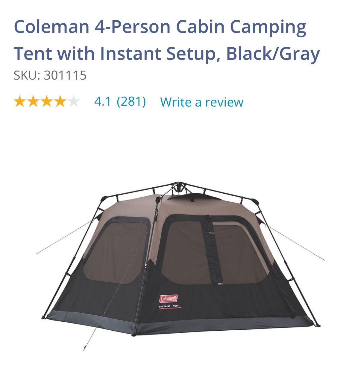 Coleman 4 Person Tent