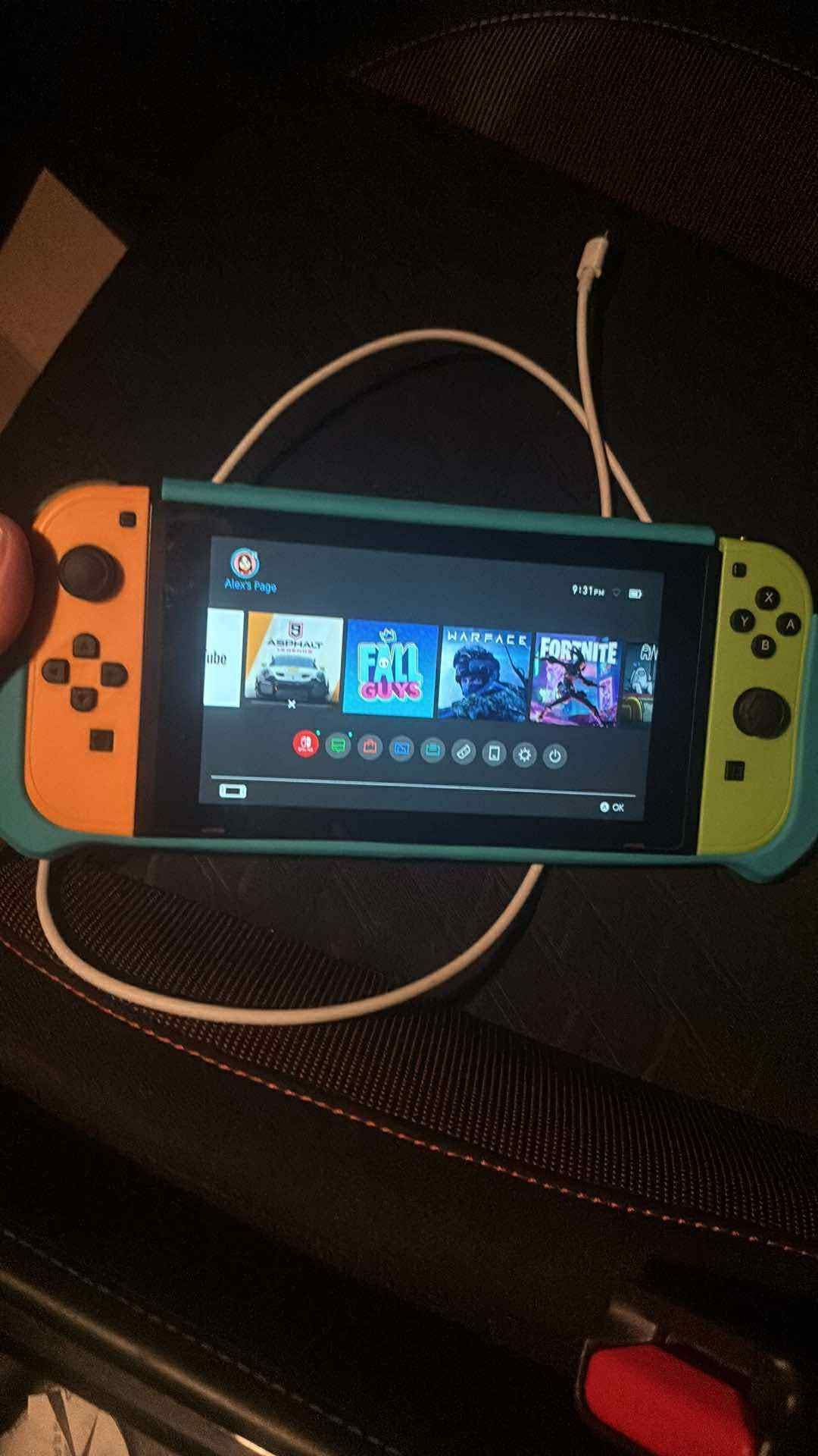 Nintendo switch regular console with cable Charger and cover