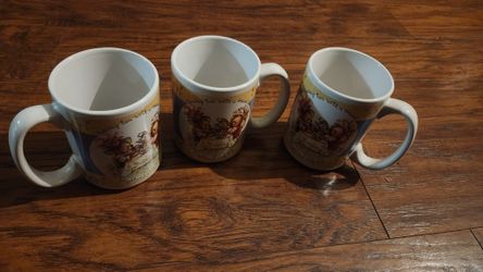 3 VINTAGE MUGS "HAVING TEA WITH A FRIEND..."