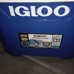 Large Igloo Cooler with Wheels and Raising Handle