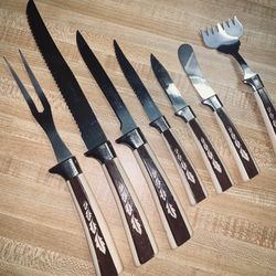 RARE MINT CONDITION UNUSED “ REGENT SHEFFIELD ENGLAND “ SERVING CUTLERY 7 PIECE - RECENTLY DISCOVERED! Perfect!