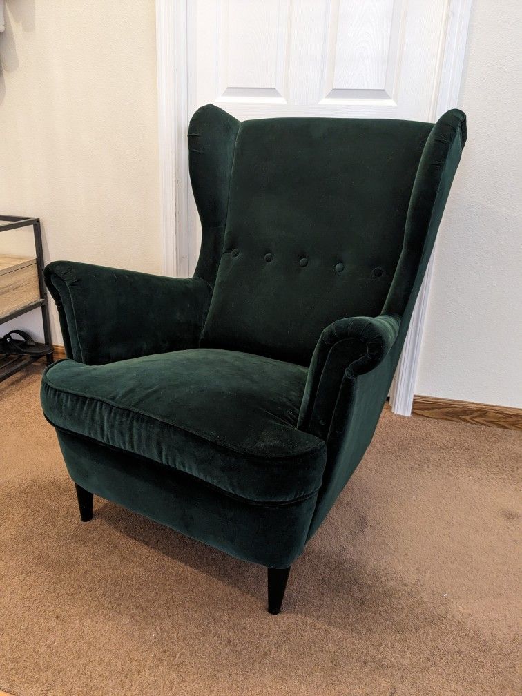 IKEA Strandmon Armchair Green Velvet