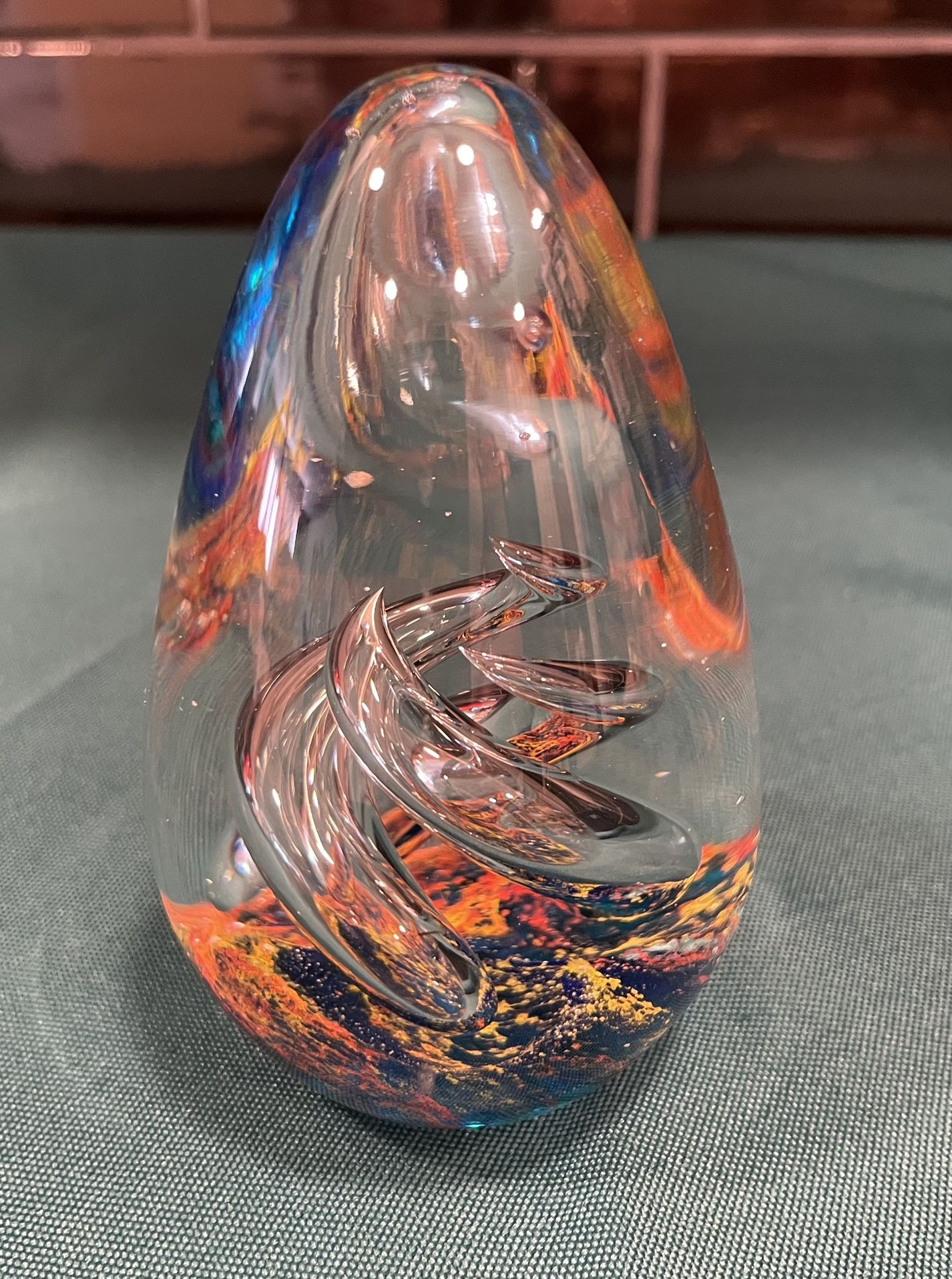 Art Glass Beautiful Swirl Twist Colorful Paperweight