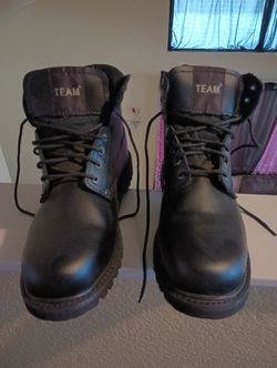 Black Leather Steel Toe Work Boots 