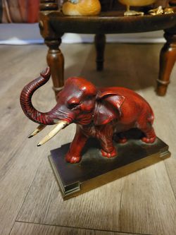 Vintage Elephant Bookend Figurine Heavy Cast Metal  Thumbnail