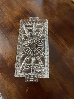 Vintage  10” Crystal Dish Hors d'oeuvres Vanity Tray