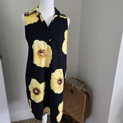 Suzy Shier Womens Size Small Floral Sleeveless Dress with Yellow Flowers 