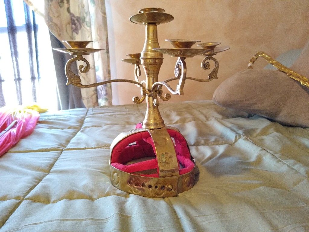 Shamadan brass candle holder candelabra