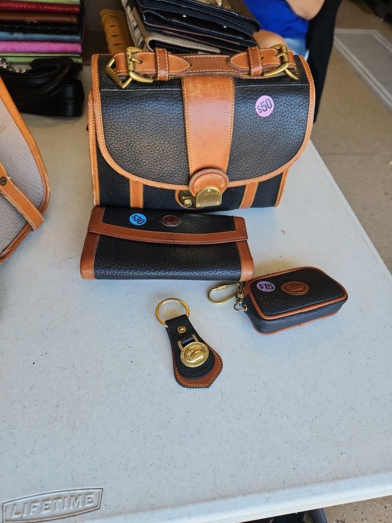 Vintage Dooney And Bourke Purse, Wallet, Change Purse And Key Ring