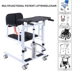Patient Lift Transfer Chair for Home,180° Split Seat for Elderly,W/Potty,4 in 1 Height Adjustable Transfer Lift Chair,Lift Transfer Chairs for Seniors